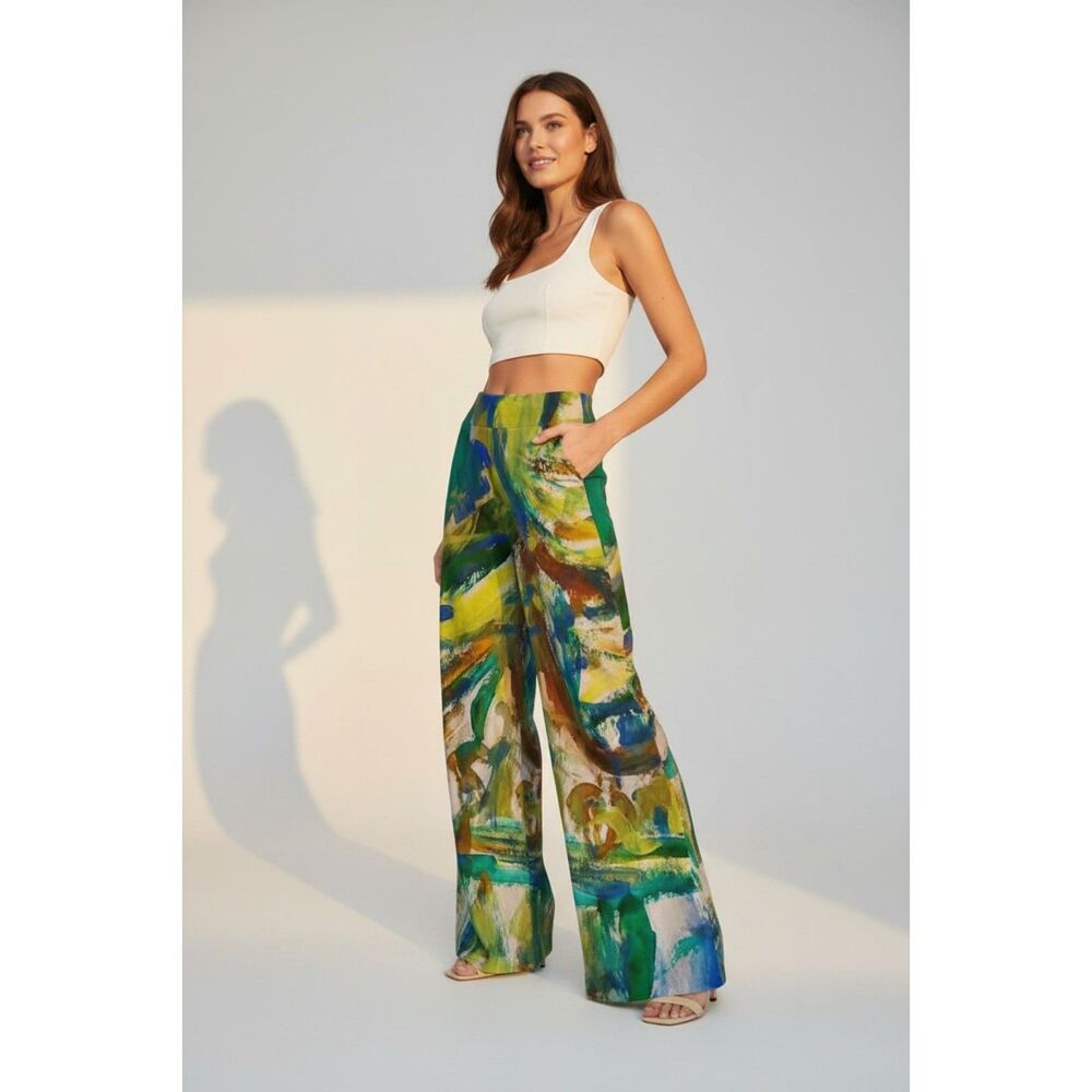 Colorful Grandma Portrait Palazzo Pants | Vibrant Abstract | Preorder